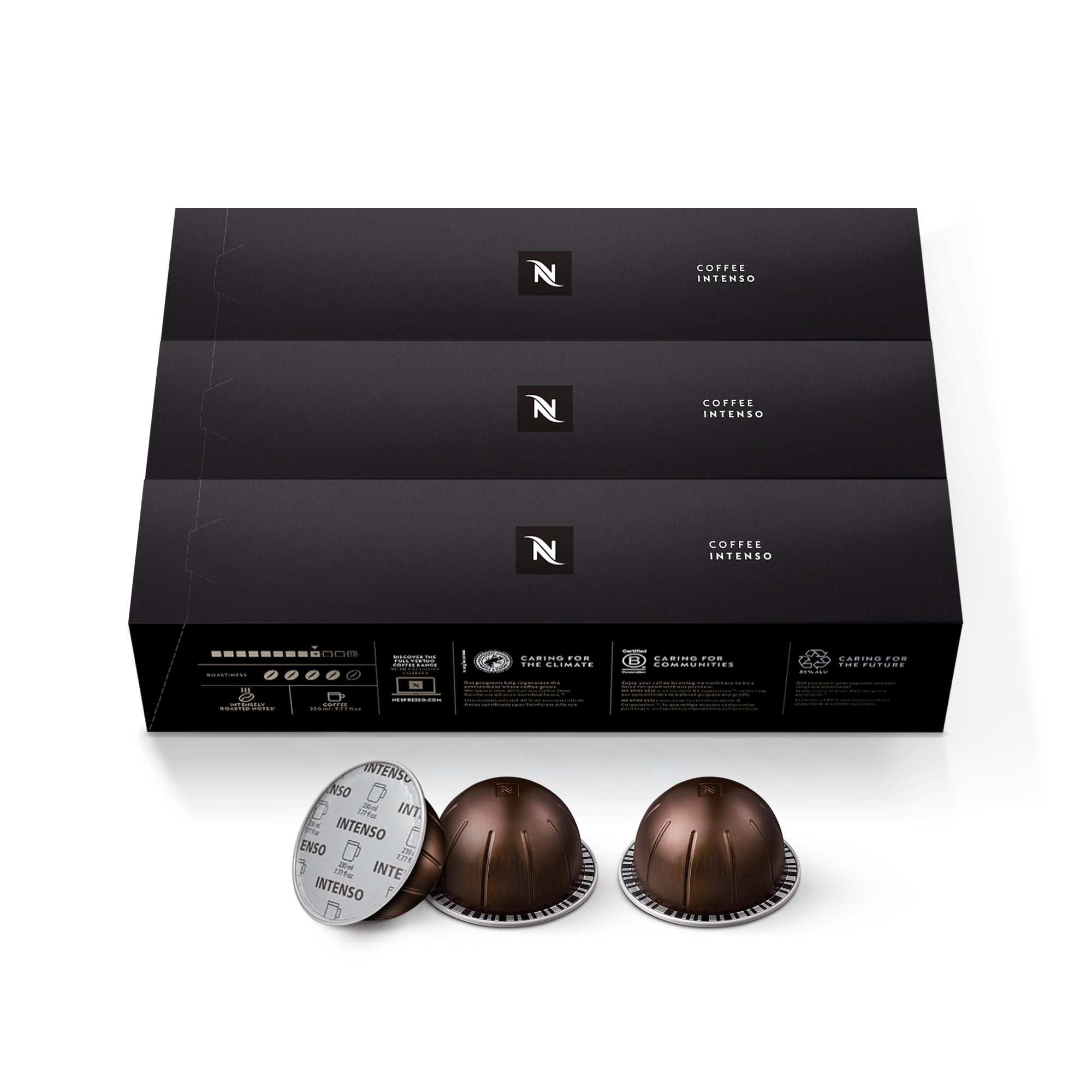 Nespresso Capsules VertuoLine, Intenso, Dark Roast Coffee, 30-Count Coffee Pods
