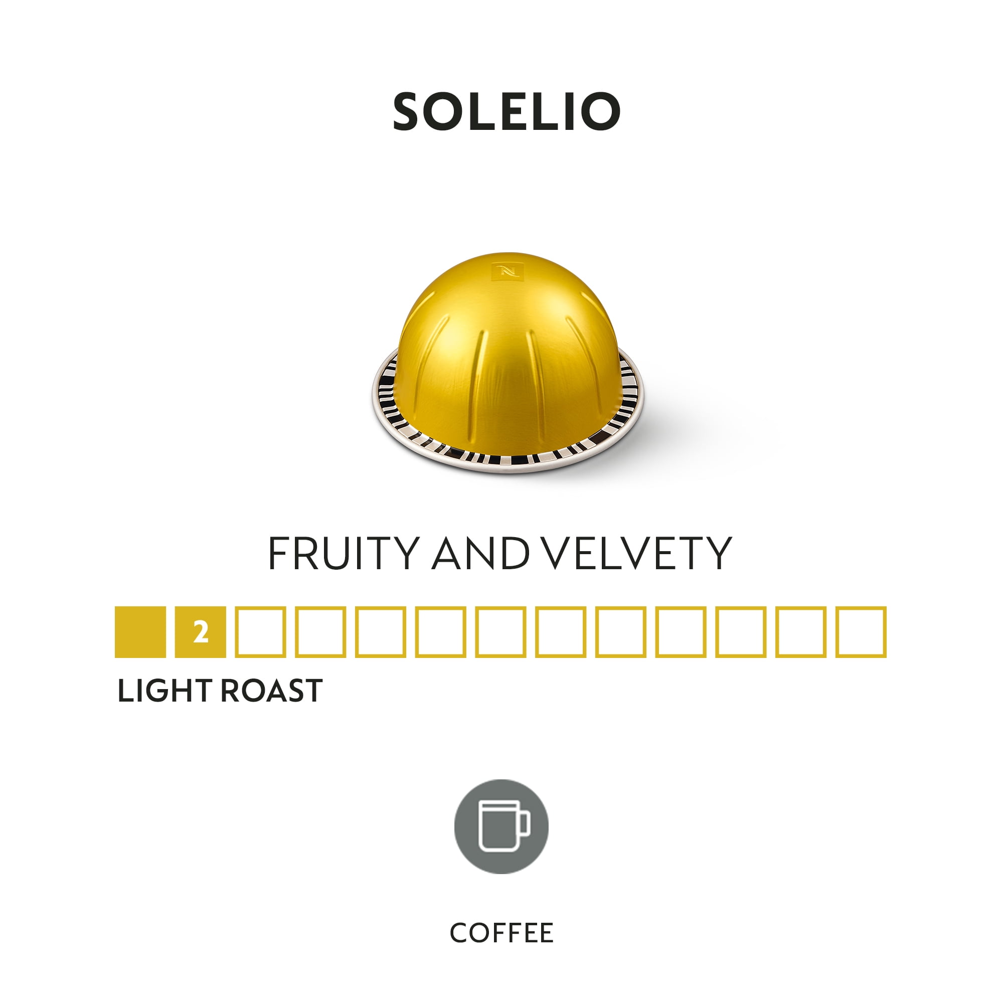 Nespresso Capsules Vertuo, Solelio, Mild Roast Coffee, 30-Count Coffee Pods
