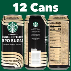 Starbucks Zero Sugar French Vanilla Doubleshot Coffee Energy Drink, 15 fl oz Cans, 12 pack