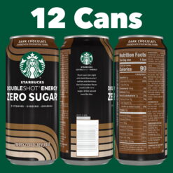 Starbucks Zero Sugar Dark Chocolate Doubleshot Coffee Energy Drink, 15 fl oz Cans, 12 pack&ZeroWidthSpace;