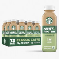 Starbucks Coffee & Protein, Classic Caffe, 12 fl oz Bottles, (12 pack) High Protein Iced Coffee
