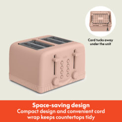 bella 4-Slice Toaster, 6 Setting Shade Control with Reheat, Cancel, Bagel & Defrost Buttons, Removable Crumb Tray, Anti Jam & Auto Shutoff, Blossom