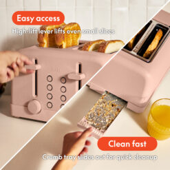 bella 4-Slice Toaster, 6 Setting Shade Control with Reheat, Cancel, Bagel & Defrost Buttons, Removable Crumb Tray, Anti Jam & Auto Shutoff, Blossom