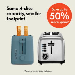 bella 4-Slice Slim Toaster with Extra Long Slot, 6 Setting Shade Control with Reheat & Cancel Buttons, Anti Jam & Auto Shutoff, Surf