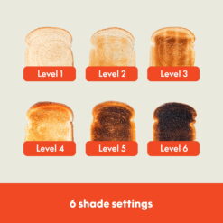 bella 2-Slice Toaster, 6 Setting Shade Control with Reheat, Cancel, Bagel & Defrost Buttons, Removable Crumb Tray, Anti Jam & Auto Shutoff, Surf