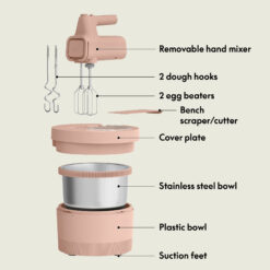 bella 3.5 Qt Hand & Stand Mixer, 2 in 1 Electric Mixer with Bowl, Dough Hook, Whisk & Egg Beater, Blossom