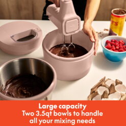 bella 3.5 Qt Hand & Stand Mixer, 2 in 1 Electric Mixer with Bowl, Dough Hook, Whisk & Egg Beater, Blossom