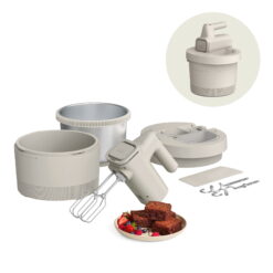 bella 3.5 Qt Hand & Stand Mixer, 2 in 1 Electric Mixer with Bowl, Dough Hook, Whisk & Egg Beater, Oatmilk