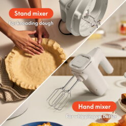 bella 3.5 Qt Hand & Stand Mixer, 2 in 1 Electric Mixer with Bowl, Dough Hook, Whisk & Egg Beater, Oatmilk