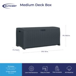 Suncast Outdoor Storage 73-Gallon Cyberspace Plastic Deck Box