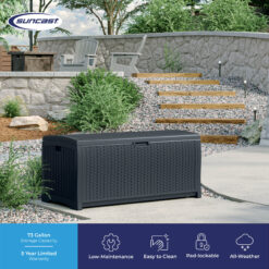 Suncast Outdoor Storage 73-Gallon Cyberspace Plastic Deck Box