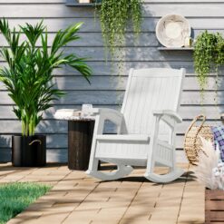 Suncast Storage Ice Cube Plastic Frame Rocking Chair with Solid Seat