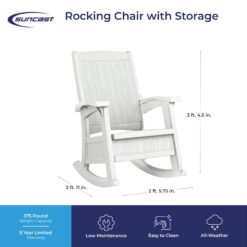 Suncast Storage Ice Cube Plastic Frame Rocking Chair with Solid Seat