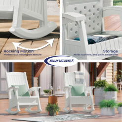 Suncast Storage Ice Cube Plastic Frame Rocking Chair with Solid Seat