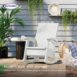 Suncast Storage Ice Cube Plastic Frame Rocking Chair with Solid Seat