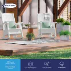 Suncast Storage Ice Cube Plastic Frame Rocking Chair with Solid Seat
