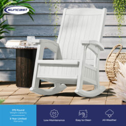 Suncast Storage Ice Cube Plastic Frame Rocking Chair with Solid Seat
