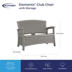 Suncast Elements 47-in W Casual Dove Gray 2-seater Storage Loveseat