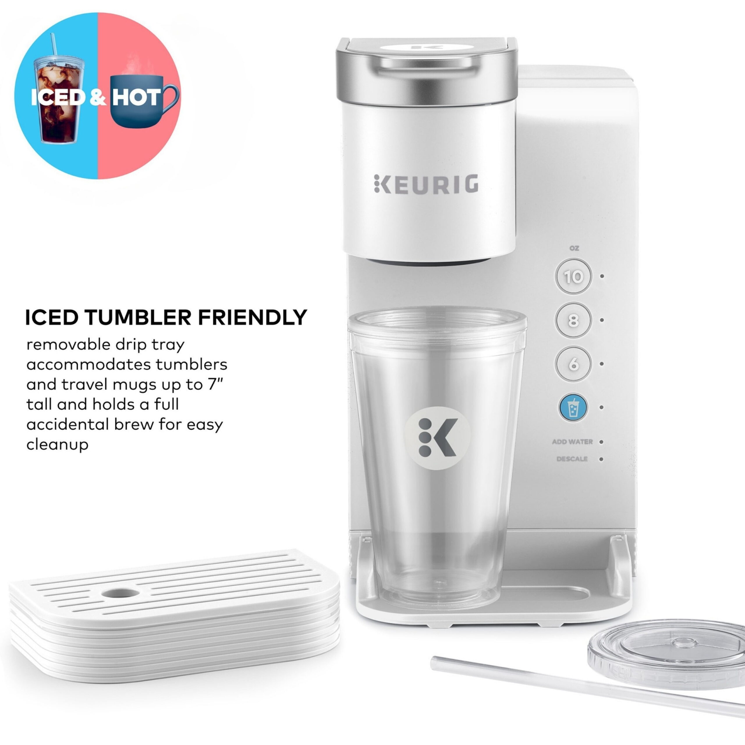 Keurig K-Express Essentials Plus, Iced and Hot Single-Serve K-Cup Pod Coffee Maker, White
