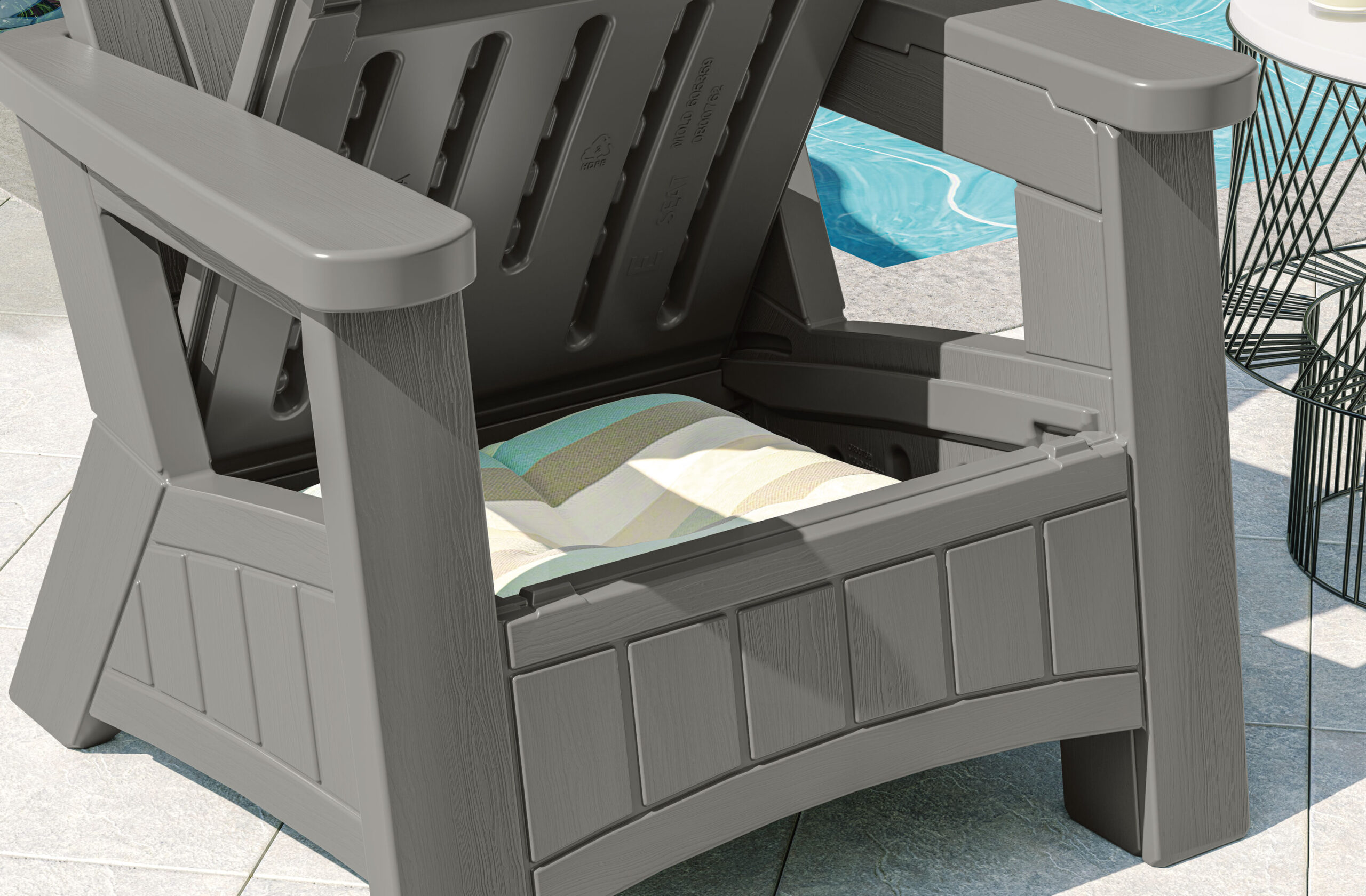 Suncast Adirondack Dove Gray Resin Frame Stationary Adirondack Chair with Solid Seat