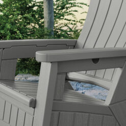 Suncast Adirondack Dove Gray Resin Frame Stationary Adirondack Chair with Solid Seat
