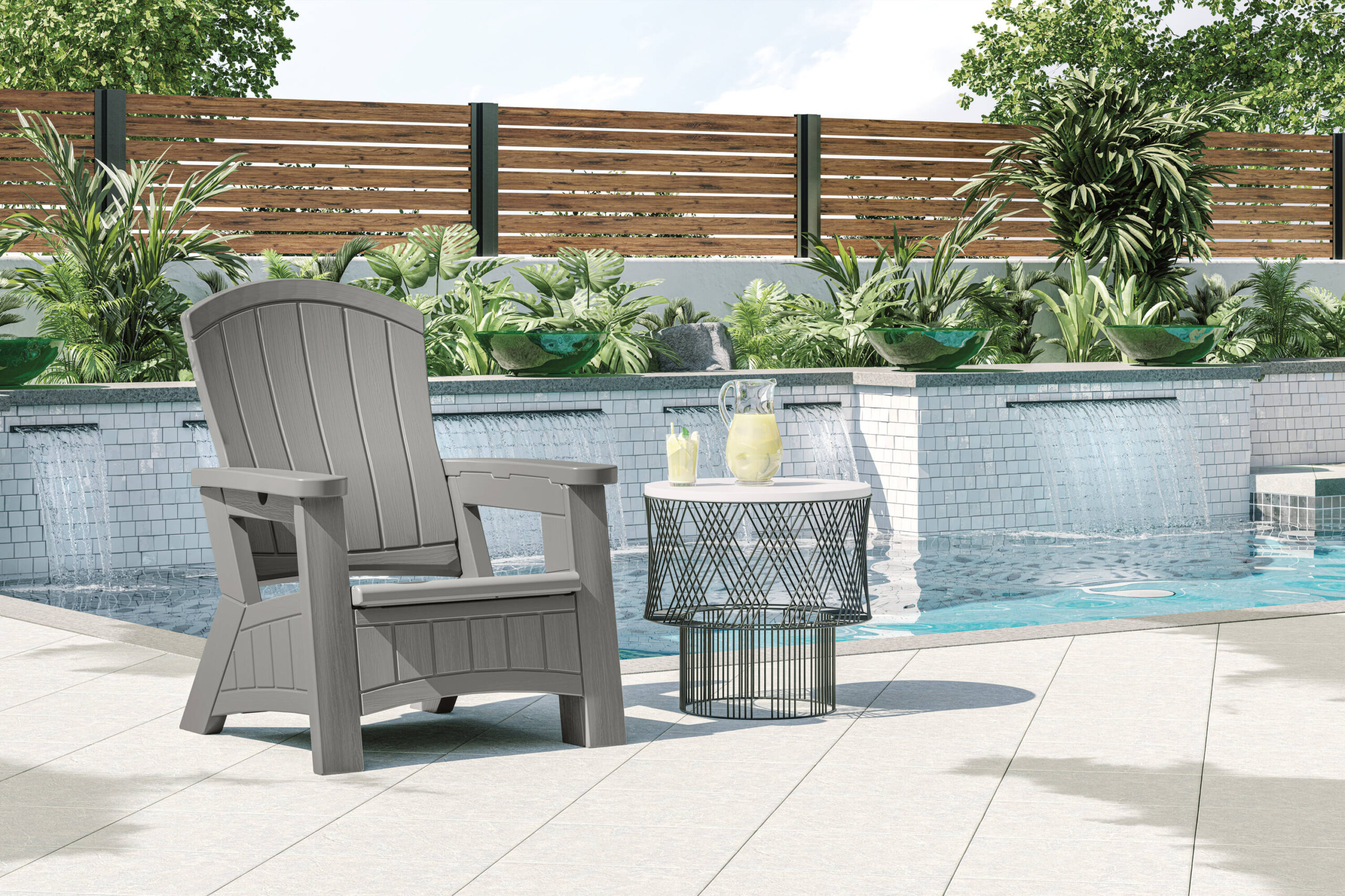 Suncast Adirondack Dove Gray Resin Frame Stationary Adirondack Chair with Solid Seat