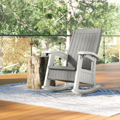 Suncast Storage Dove Gray and Ice Cube Plastic Frame Rocking Chair with Solid Seat