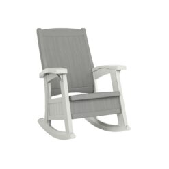 Suncast Storage Dove Gray and Ice Cube Plastic Frame Rocking Chair with Solid Seat