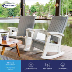 Suncast Storage Dove Gray and Ice Cube Plastic Frame Rocking Chair with Solid Seat