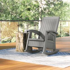 Suncast Storage Dove Gray Plastic Frame Rocking Chair with Solid Seat