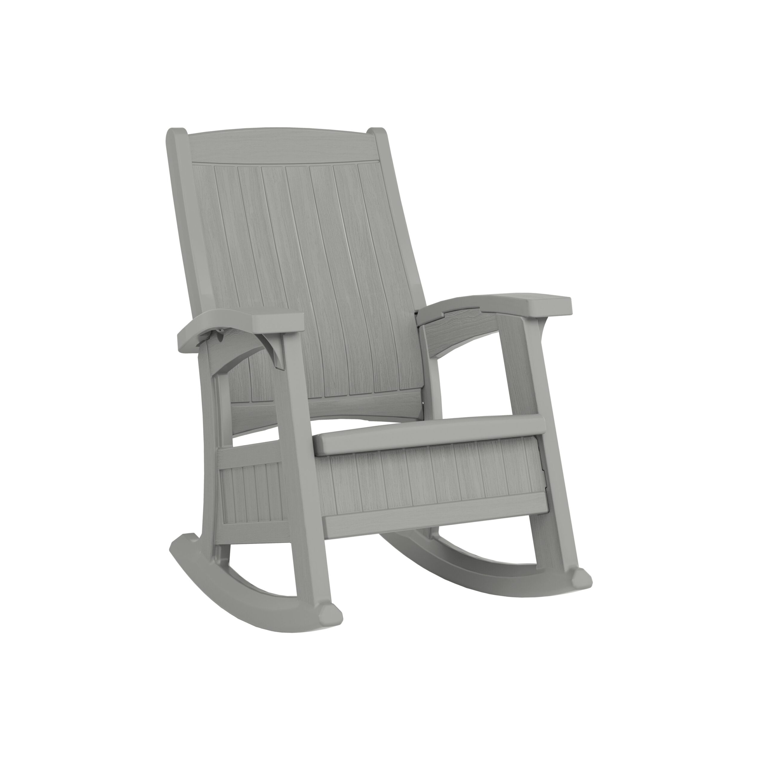 Suncast Storage Dove Gray Plastic Frame Rocking Chair with Solid Seat