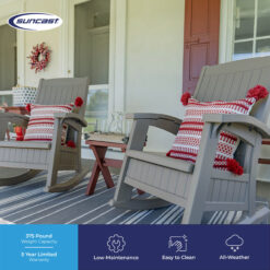 Suncast Storage Dove Gray Plastic Frame Rocking Chair with Solid Seat