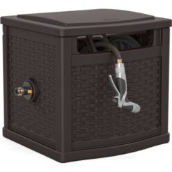 Suncast Slide Trak Retractable Hose Reel 150 ft Free Standing Resin Brown