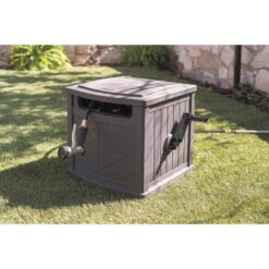 Suncast Hideaway Resin Freestanding Hose Reel Gray 150 ft Capacity 5 8 in Compatible