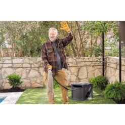 Suncast Hideaway Resin Freestanding Hose Reel Gray 150 ft Capacity 5 8 in Compatible