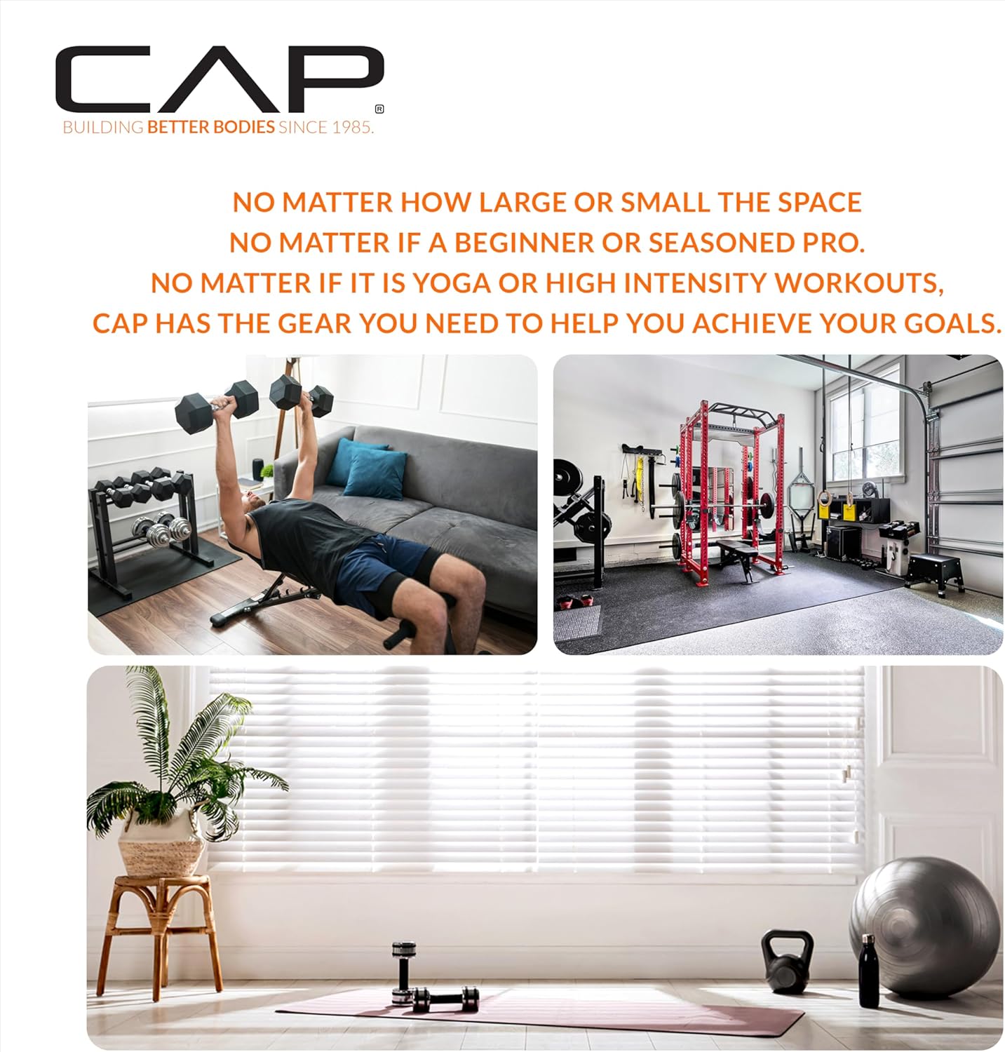 CAP Rubber Coated Hex Dumbbell Set with Storage Rack | 100–210 lb Options, Space-Saving Vertical Compact Storage for Home Gym Strength Training