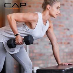 CAP Rubber Coated Hex Dumbbell Set with Storage Rack | 100–210 lb Options, Space-Saving Vertical Compact Storage for Home Gym Strength Training