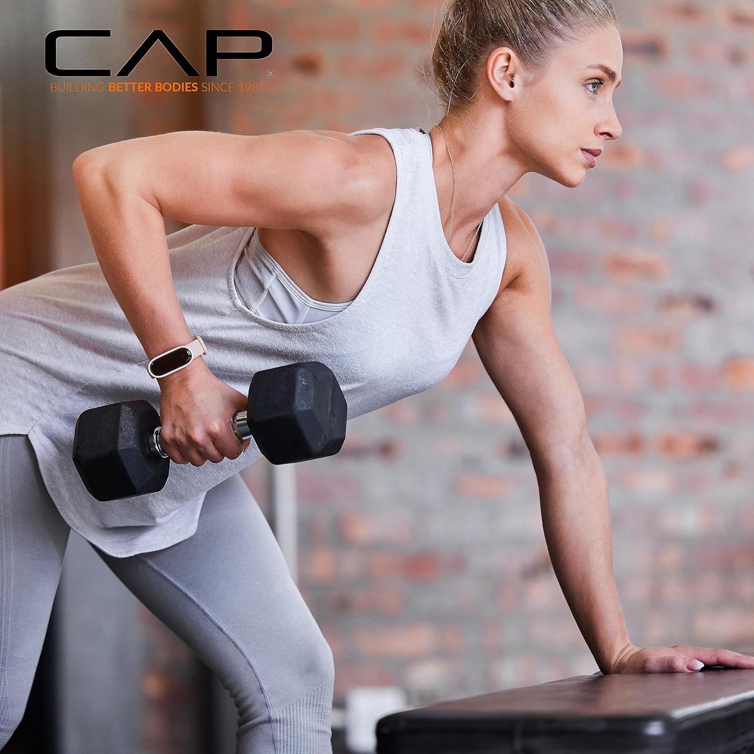 CAP Rubber Coated Hex Dumbbell Set with Storage Rack | 100–210 lb Options, Space-Saving Vertical Compact Storage for Home Gym Strength Training