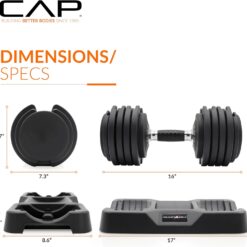CAP Adjustabell G6 Round Adjustable Dumbbell, Black Handle