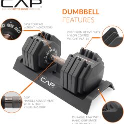 CAP ADJUSTABELL Adjustable Dumbbell Weights - Singles & Pairs | 12.5 lb, 25 lb & 55 lb | Multiple Handle Options