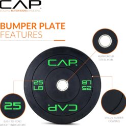 CAP 2-inch Olympic Bumper Plate Weight Set | 370 lbs | Multiple Colors | Storage Rack Optional