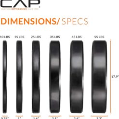 CAP 2-inch Olympic Bumper Plate Weight Set | 160 lbs | Multiple Colors | Storage Rack Optional