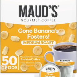 Maud's Banana Flavored Coffee Pods, 50 ct, Medium Roast Flavored Coffee in Single Serve Pods – 100% Arabica Beans, Compatible with Keurig K Cups Maker