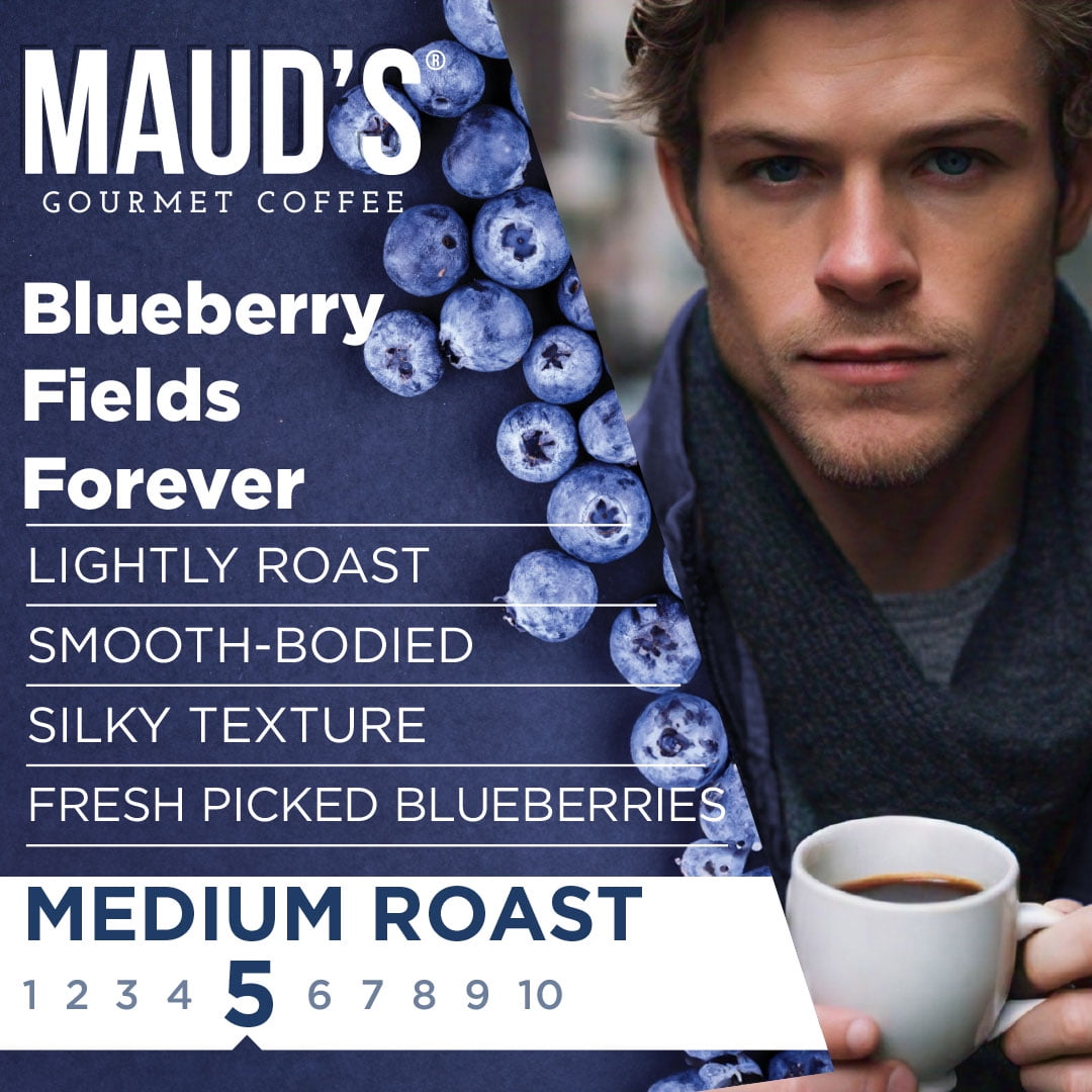 Maud's Blueberry Coffee Pods, Blueberry Fields Forever, Compatible w/ K-Cup Brewers, 50ct