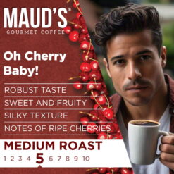 Maud's Cherry Flavored Coffee Pods, 50ct, Medium Roast Flavored Coffee in Single Serve Pods – 100% Arabica Beans, Compatible with Keurig K Cups Maker
