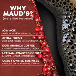 Maud's Cherry Flavored Coffee Pods, 50ct, Medium Roast Flavored Coffee in Single Serve Pods – 100% Arabica Beans, Compatible with Keurig K Cups Maker