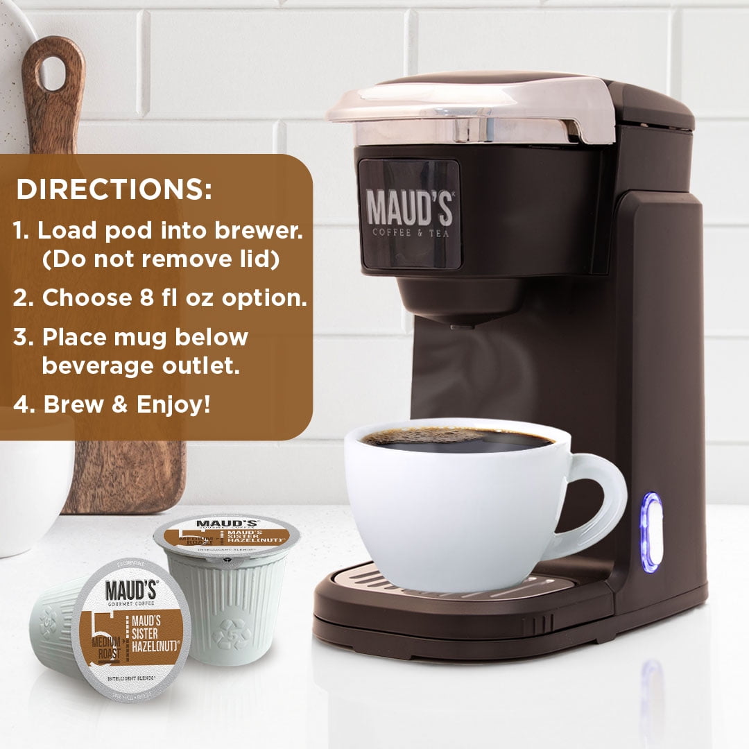 Maud's Sweet Hazelnut Medium Roast Coffee Pods, Sister Hazelnut, Compatible w/ K-Cup Brewers, 100ct