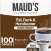 Maud's Dark Roast Coffee Pods, Tall Dark and Handsome, Compatible w/ K-Cup Brewers, 100ct