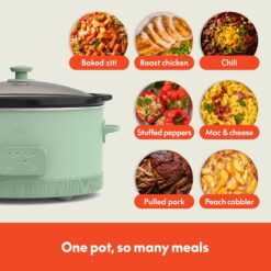 bella 6 Qt Digital Programmable Slow Cooker with Ceramic Nonstick Coating, Adjustable Temperature & Cooking Time, Dishwasher Safe Pot & Tempered Glass Lid, Seaglass