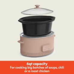 bella 6 Qt Digital Programmable Slow Cooker with Ceramic Nonstick Coating, Adjustable Temperature & Cooking Time, Dishwasher Safe Pot & Tempered Glass Lid, Blossom